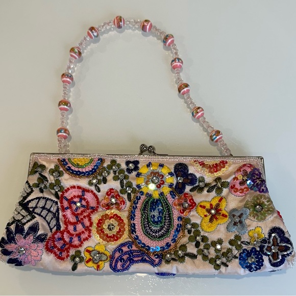 LA REGALE beaded vintage clutch designer purse - Picture 2 of 4
